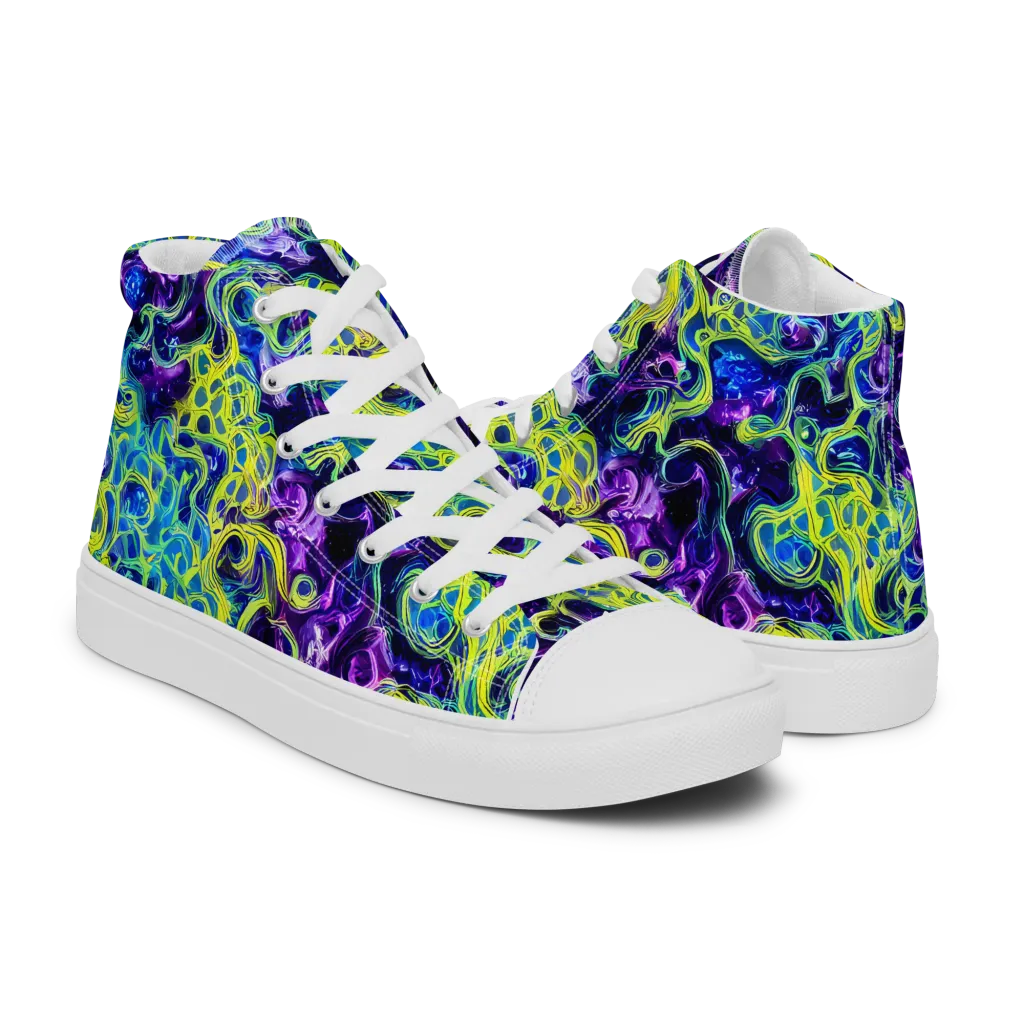 Ultraviolet Maze on Men's High Top Canvas Shoes — Right