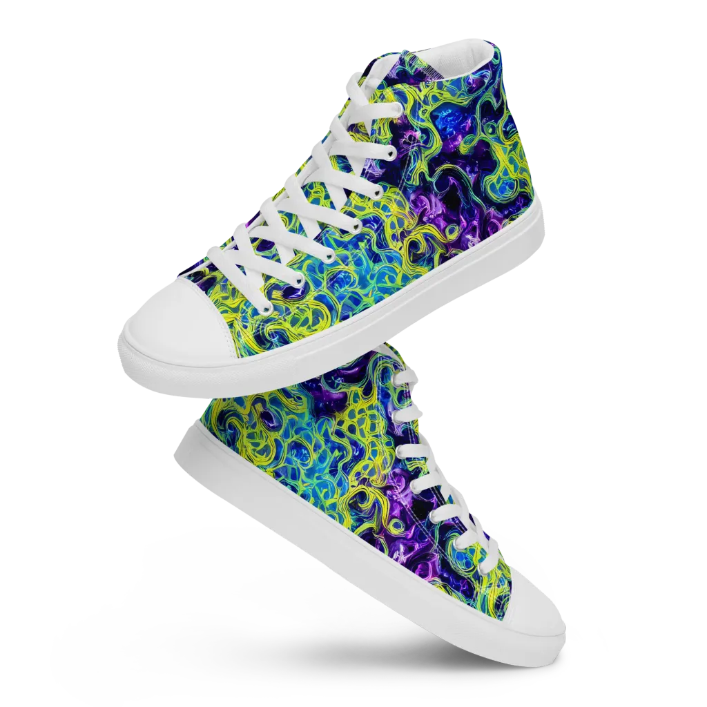 Ultraviolet Maze on Men's High Top Canvas Shoes — Front