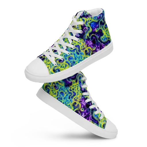 Ultraviolet Maze on a Men's High Top Canvas Shoes