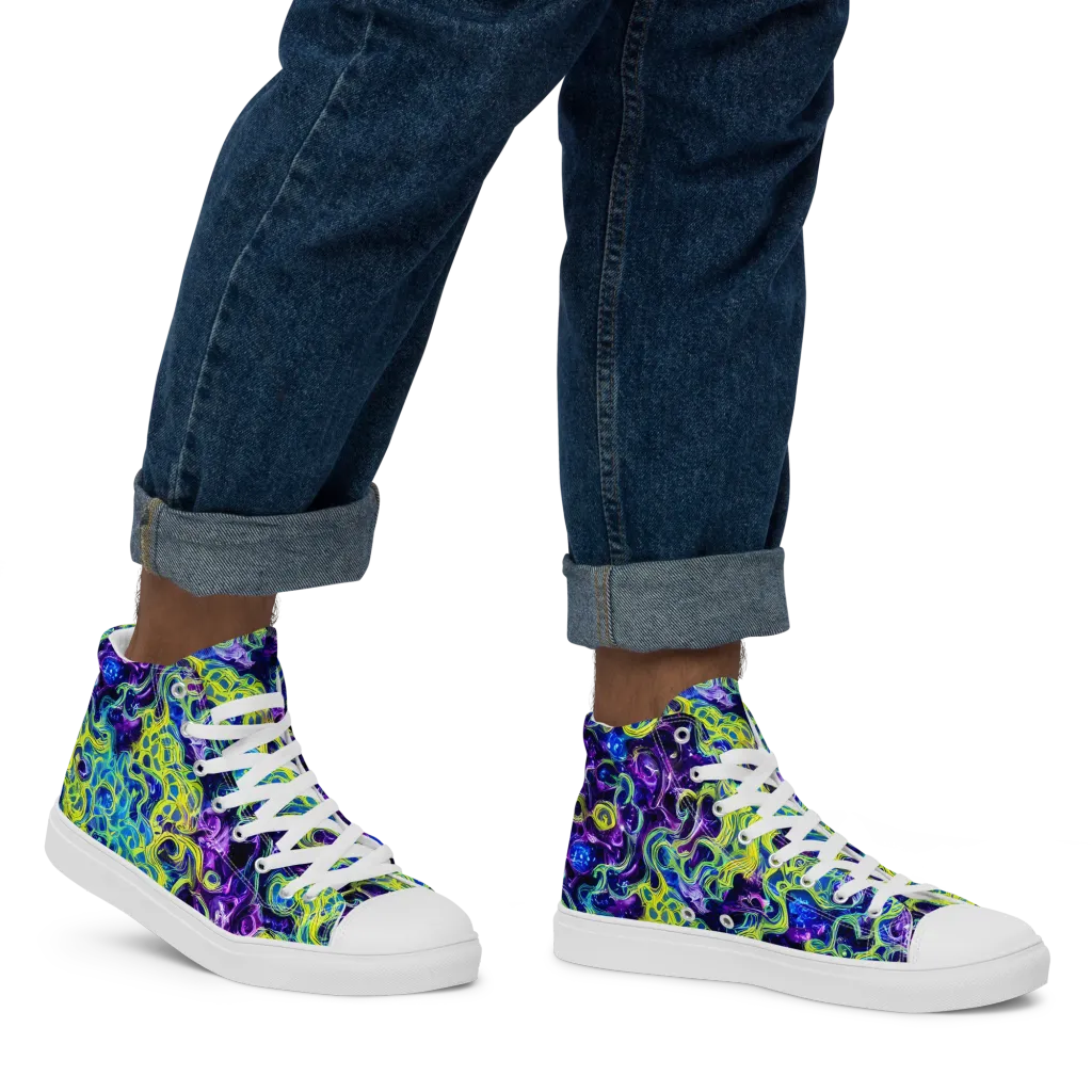 Ultraviolet Maze on Men's High Top Canvas Shoes — Right