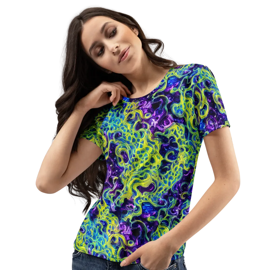 Ultraviolet Maze on Women's Crew Neck T-Shirt — Left Front