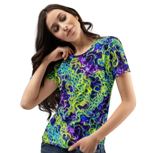 Ultraviolet Maze on a Women's Crew Neck T-Shirt