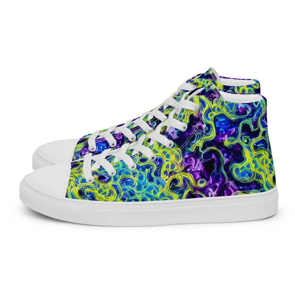 Ultraviolet Maze on Women's High Top Canvas Shoes — Left