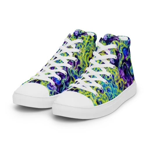 Ultraviolet Maze on a Women's High Top Canvas Shoes