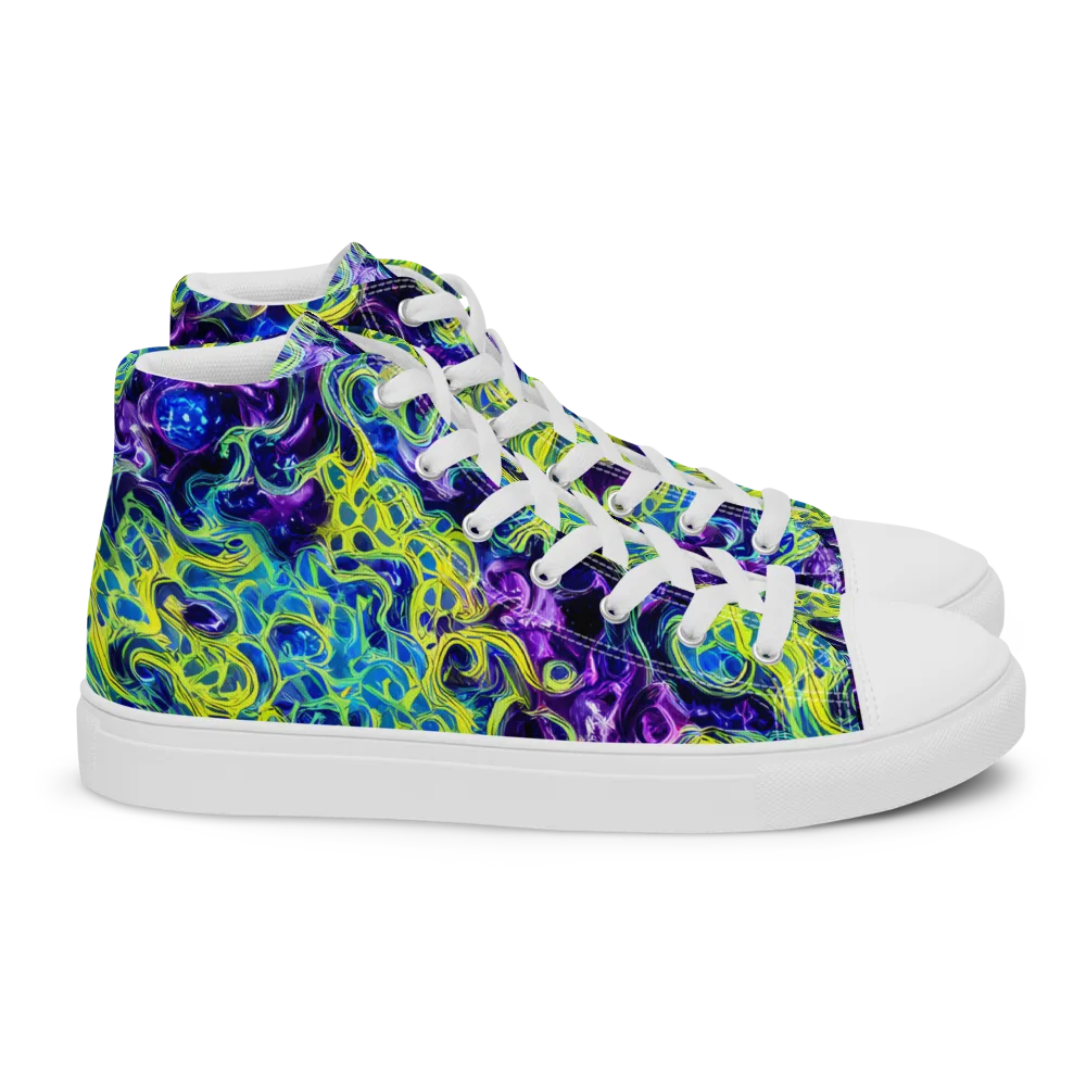 Ultraviolet Maze on Women's High Top Canvas Shoes — Right