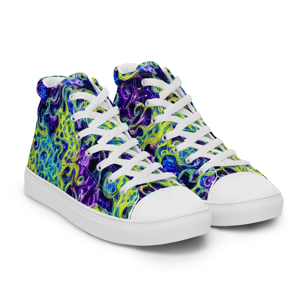 Ultraviolet Maze on Women's High Top Canvas Shoes — Right Front