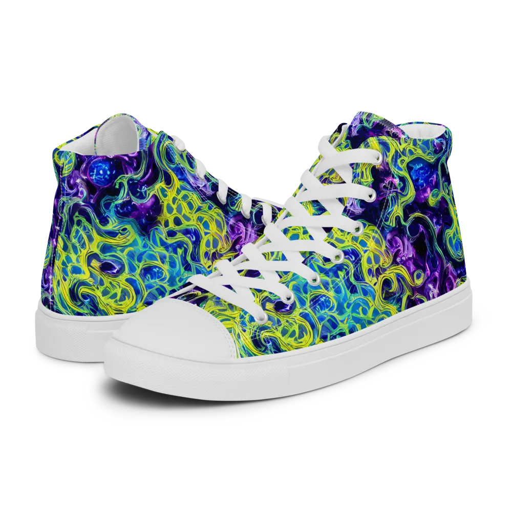 Ultraviolet Maze on Women's High Top Canvas Shoes — Left