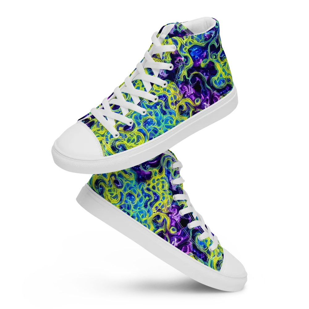Ultraviolet Maze on Women's High Top Canvas Shoes — Front