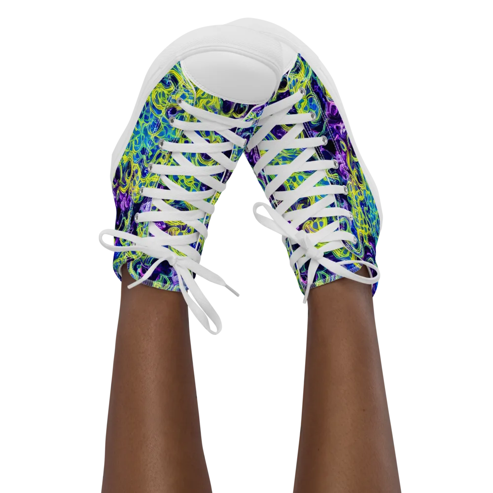 Ultraviolet Maze on Women's High Top Canvas Shoes — Front