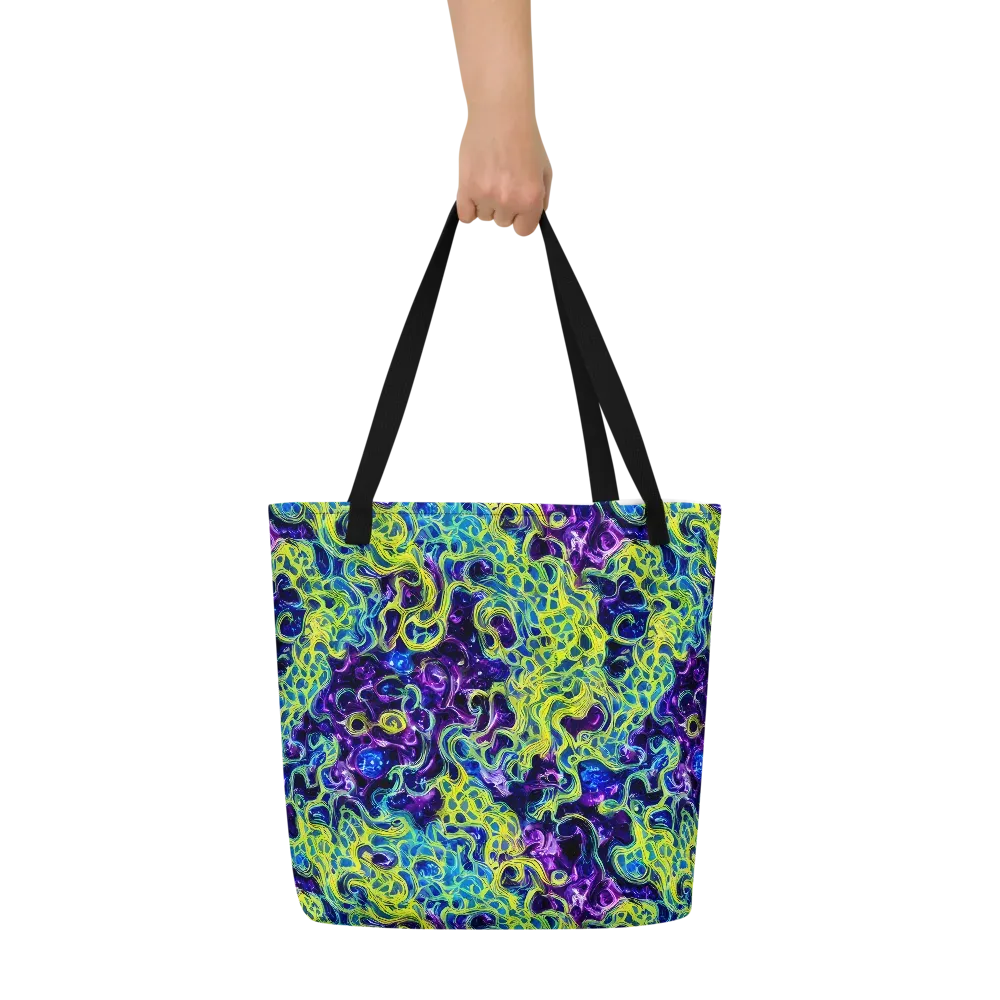 Ultraviolet Maze on Large Tote Bag W/ Pocket — Front