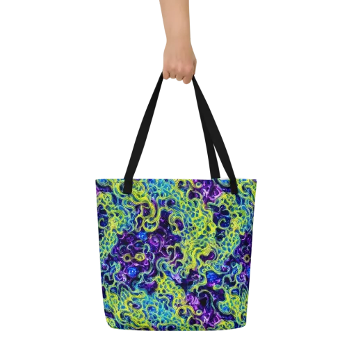 Ultraviolet Maze on a Large Tote Bag W/ Pocket