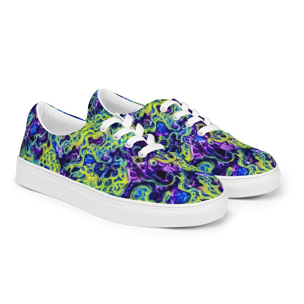 Ultraviolet Maze on Men's Lace-Up Canvas Shoes — Right Front