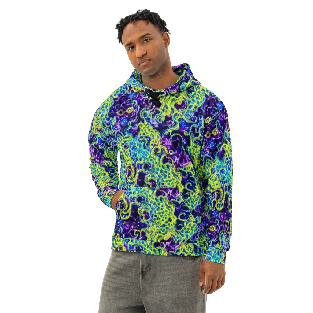 Ultraviolet Maze on Cotton Hoodie — Left Front