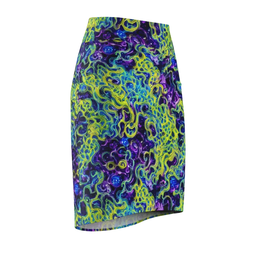 Ultraviolet Maze on Pencil Skirt — Front Side