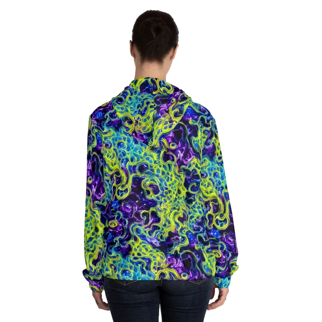 Ultraviolet Maze on Women's Full-Zip Hoodie — Back On Person