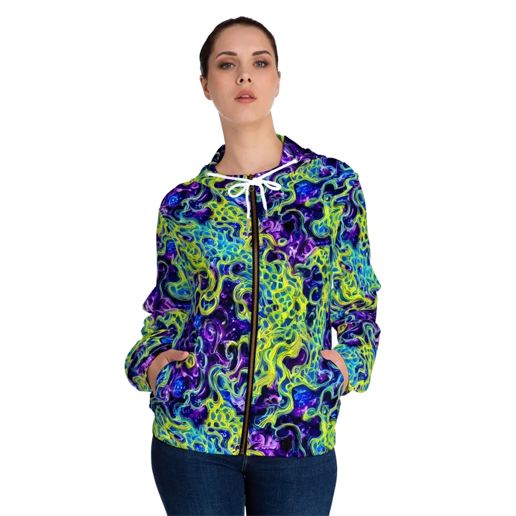 Ultraviolet Maze on Women's Full-Zip Hoodie — Front On Person