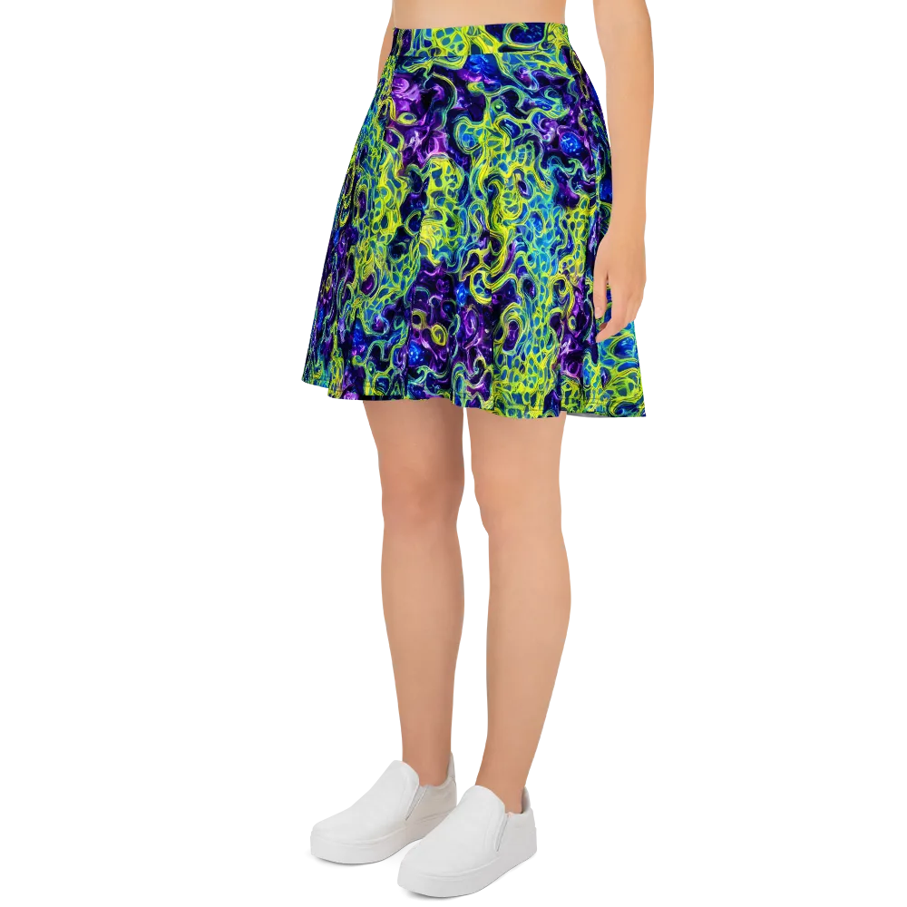 Ultraviolet Maze on Skater Skirt — Left