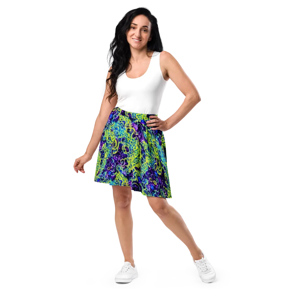 Ultraviolet Maze on Skater Skirt — Front