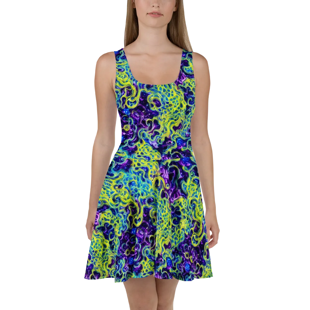 Ultraviolet Maze on Skater Dress — Front