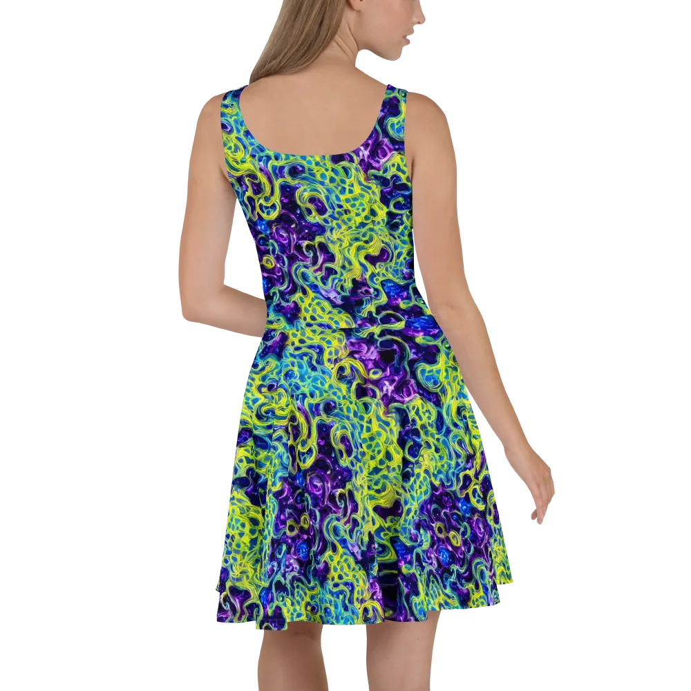 Ultraviolet Maze on Skater Dress — Back