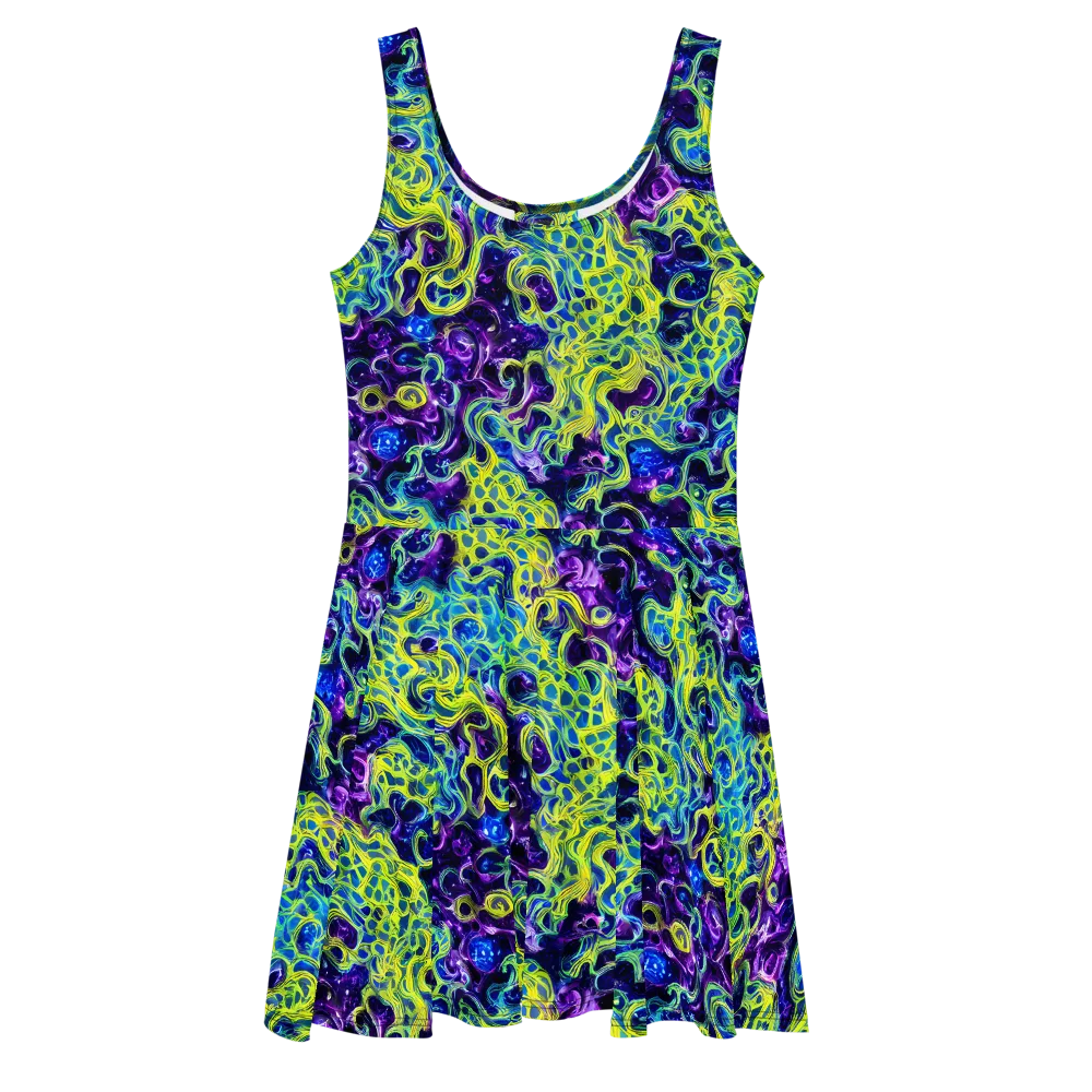 Ultraviolet Maze on Skater Dress — Front