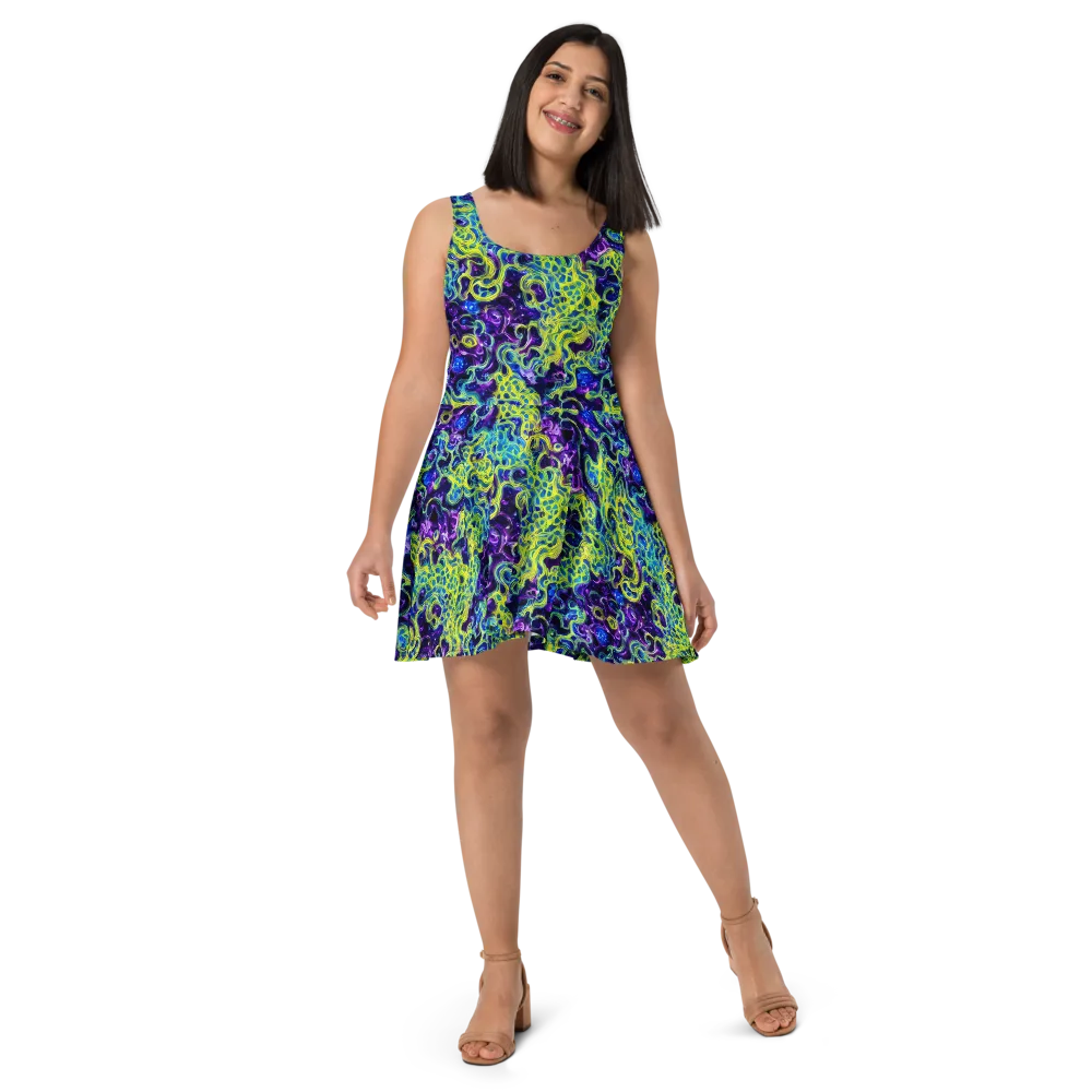 Ultraviolet Maze on Skater Dress — Front
