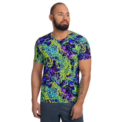 Ultraviolet Maze on a Men's Athletic T-Shirt