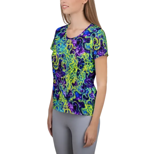 Ultraviolet Maze on a Women's Athletic T-Shirt