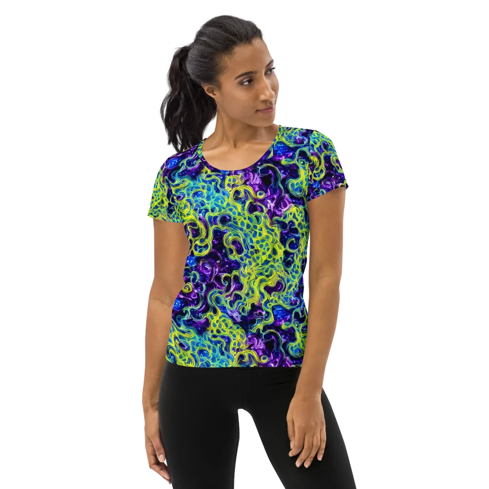 Ultraviolet Maze on Women's Athletic T-Shirt — Front