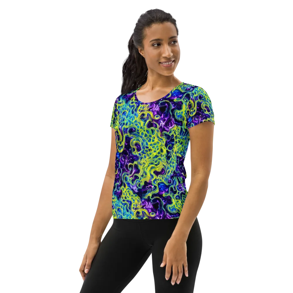 Ultraviolet Maze on Women's Athletic T-Shirt — Left