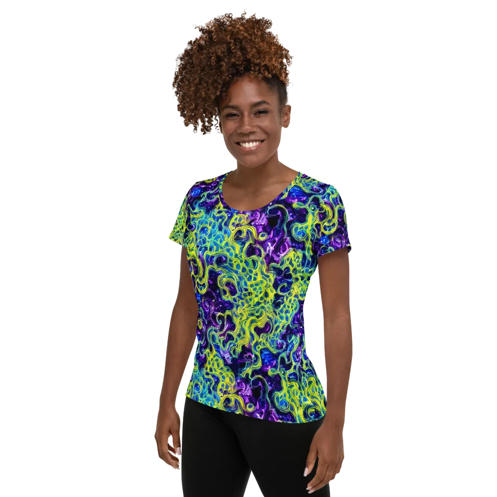Ultraviolet Maze on Women's Athletic T-Shirt — Left