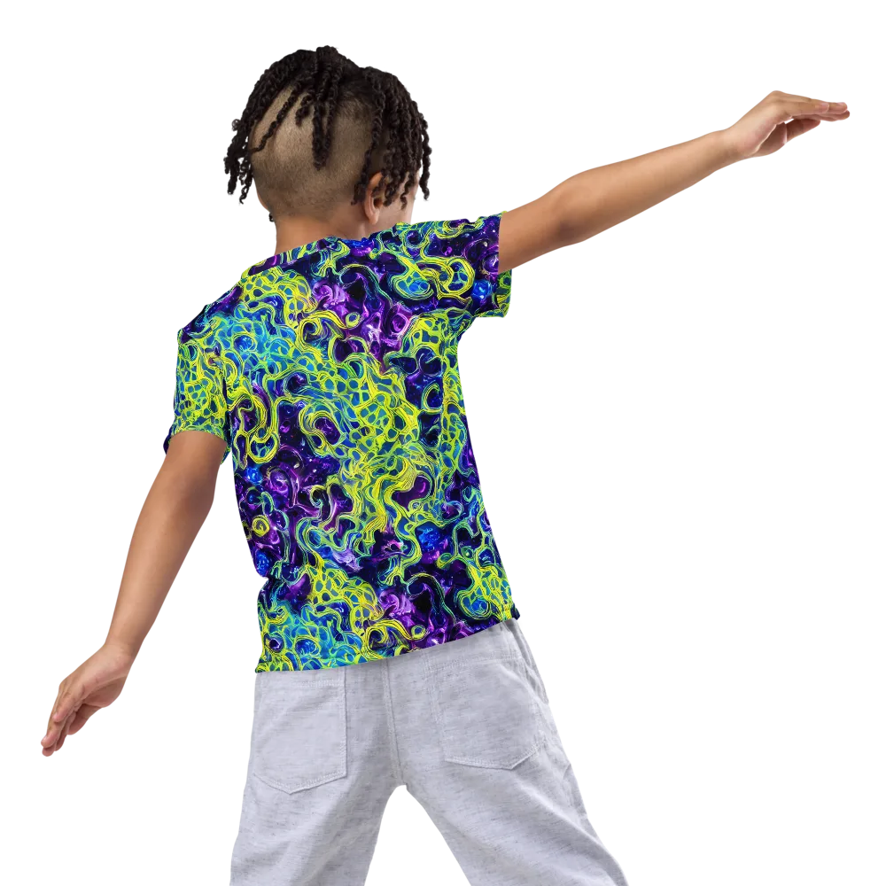 Ultraviolet Maze on Kids Crew Neck T-Shirt — Back