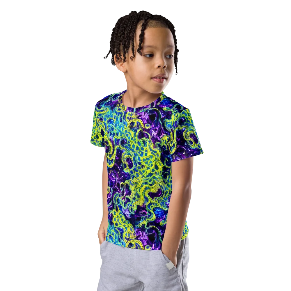 Ultraviolet Maze on Kids Crew Neck T-Shirt — Left Front