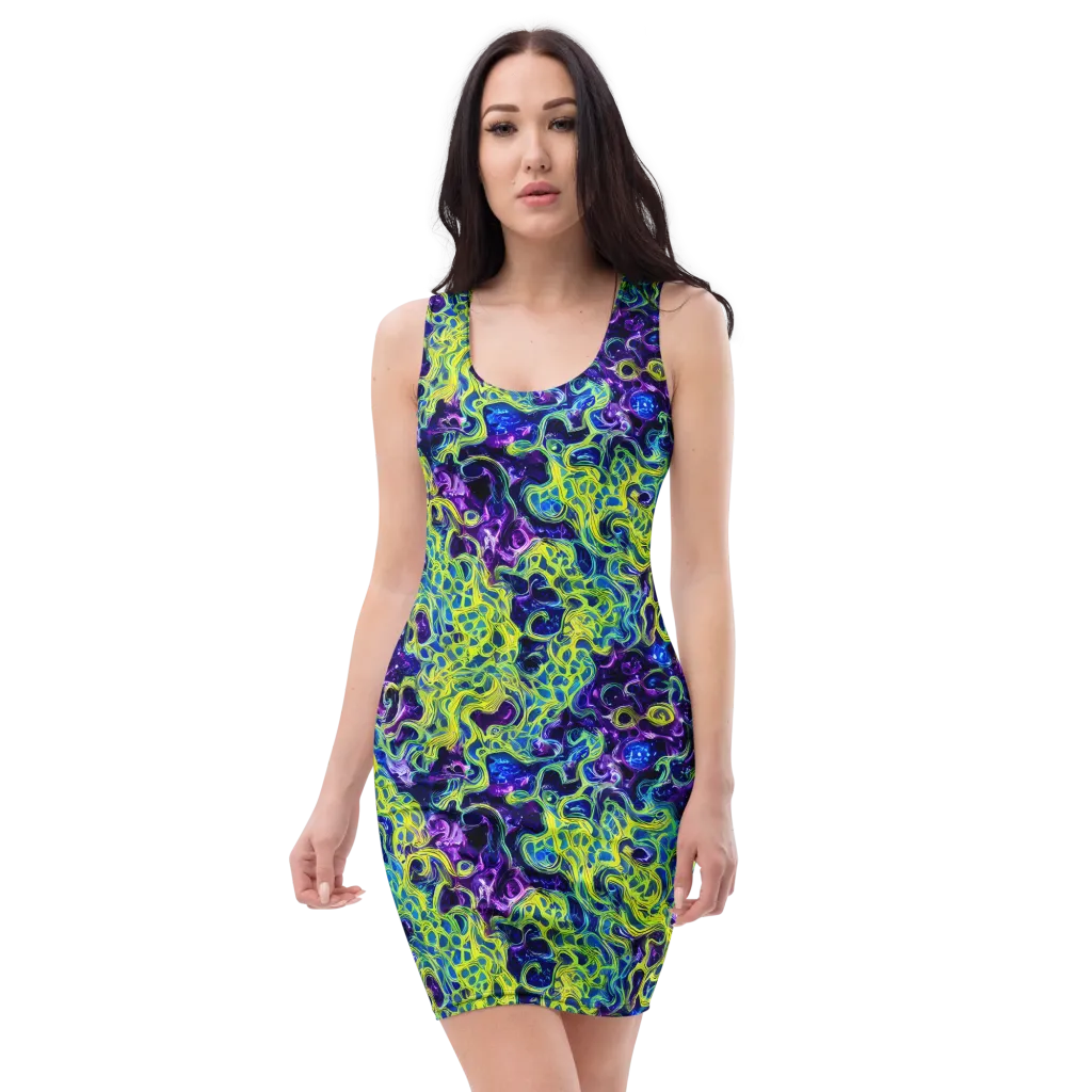 Ultraviolet Maze on Bodycon Dress — Front