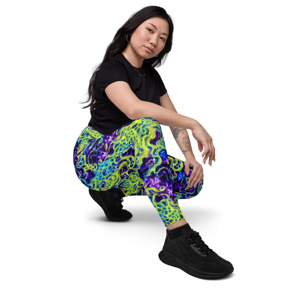 Ultraviolet Maze on Leggings with Pockets — Right Front