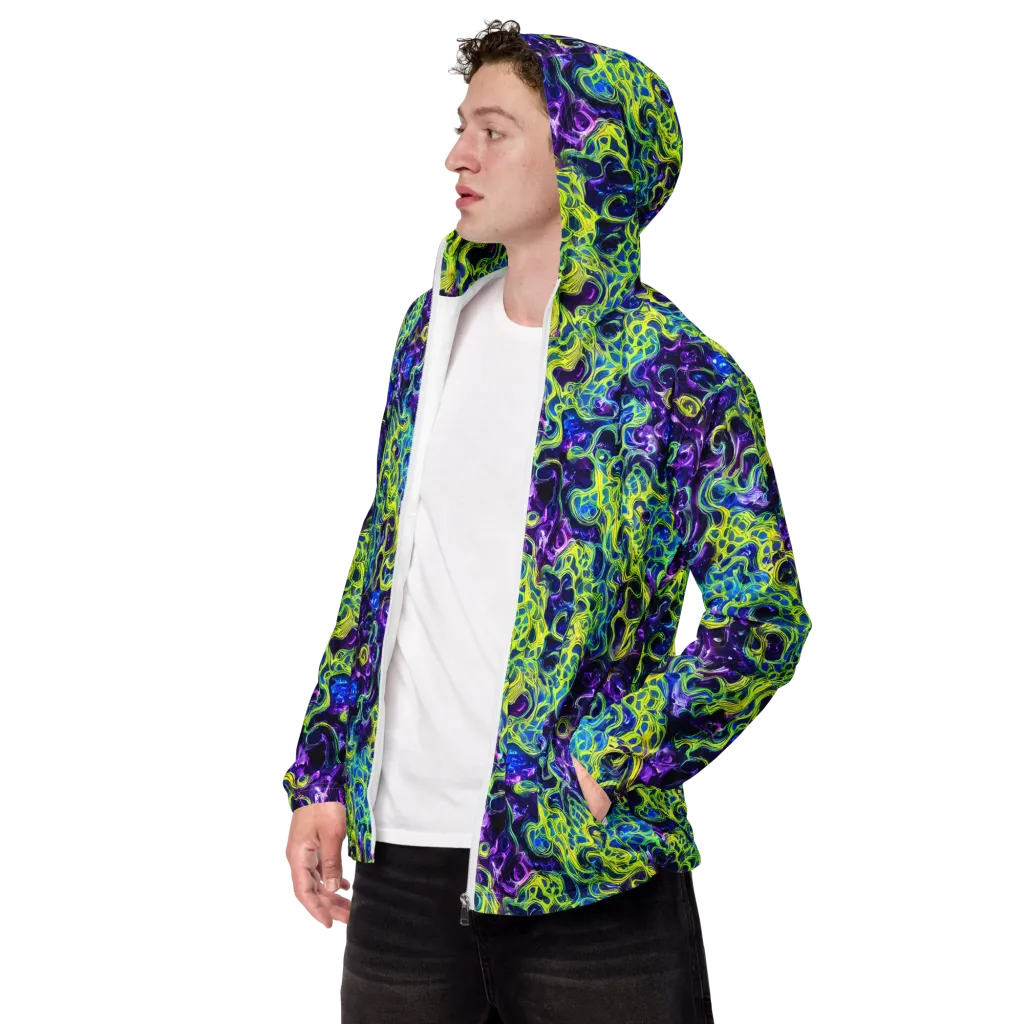Ultraviolet Maze on Men's Windbreaker — Left Front