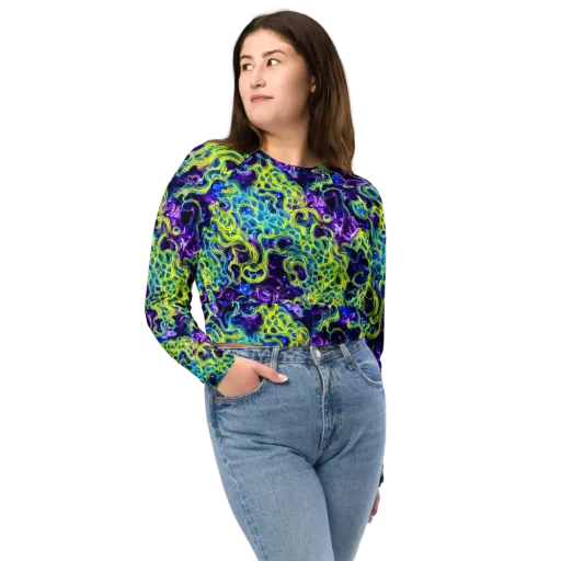 Ultraviolet Maze on a Long Sleeve Crop Top