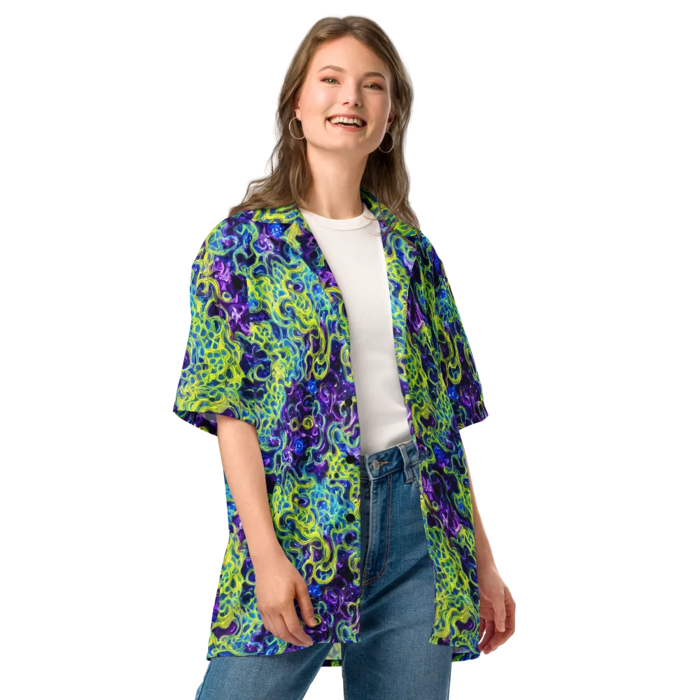 Ultraviolet Maze on Button Shirt — Front