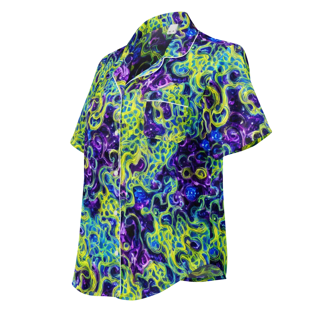 Ultraviolet Maze on Women's Short Sleeve Pajama Top — Left Front