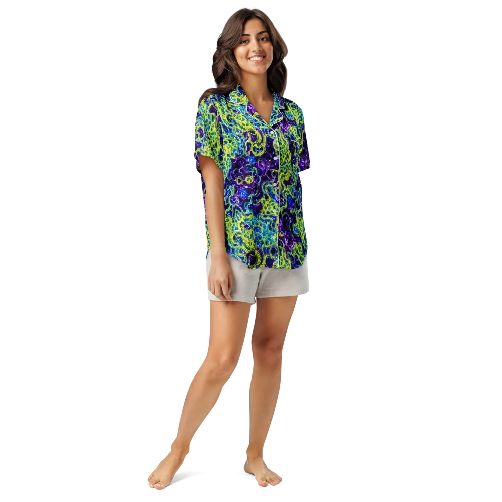 Ultraviolet Maze on Women's Short Sleeve Pajama Top — Front