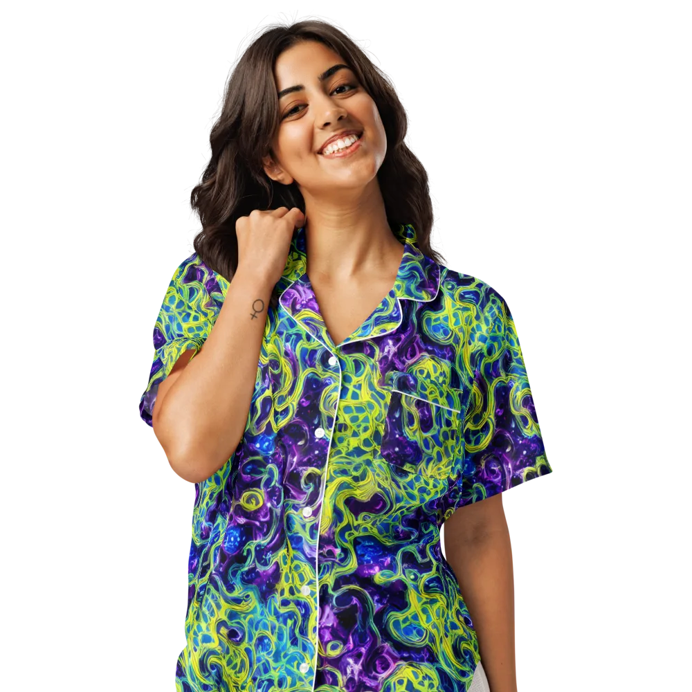Ultraviolet Maze on Women's Short Sleeve Pajama Top — Front