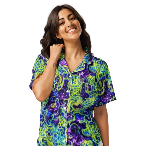 Ultraviolet Maze on a Women's Short Sleeve Pajama Top