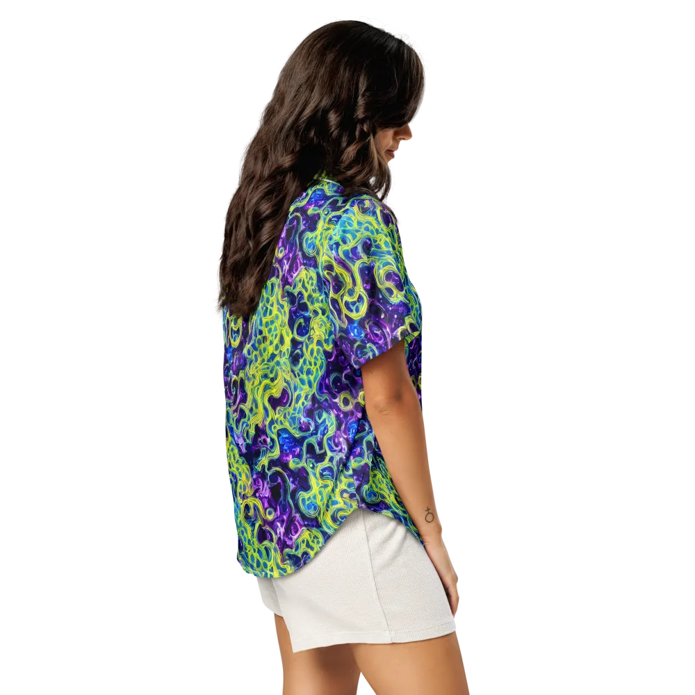 Ultraviolet Maze on Women's Short Sleeve Pajama Top — Right Back