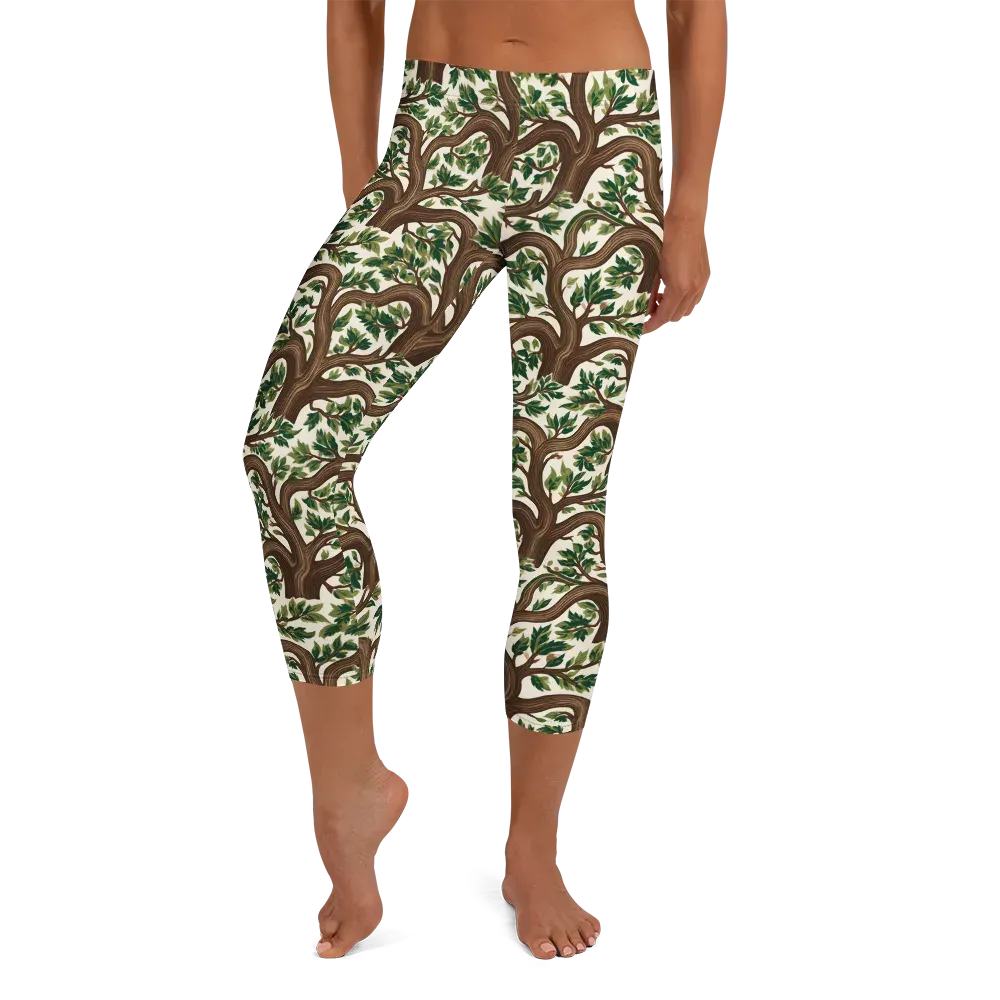 Verdant Boughs on Capri Leggings — Front