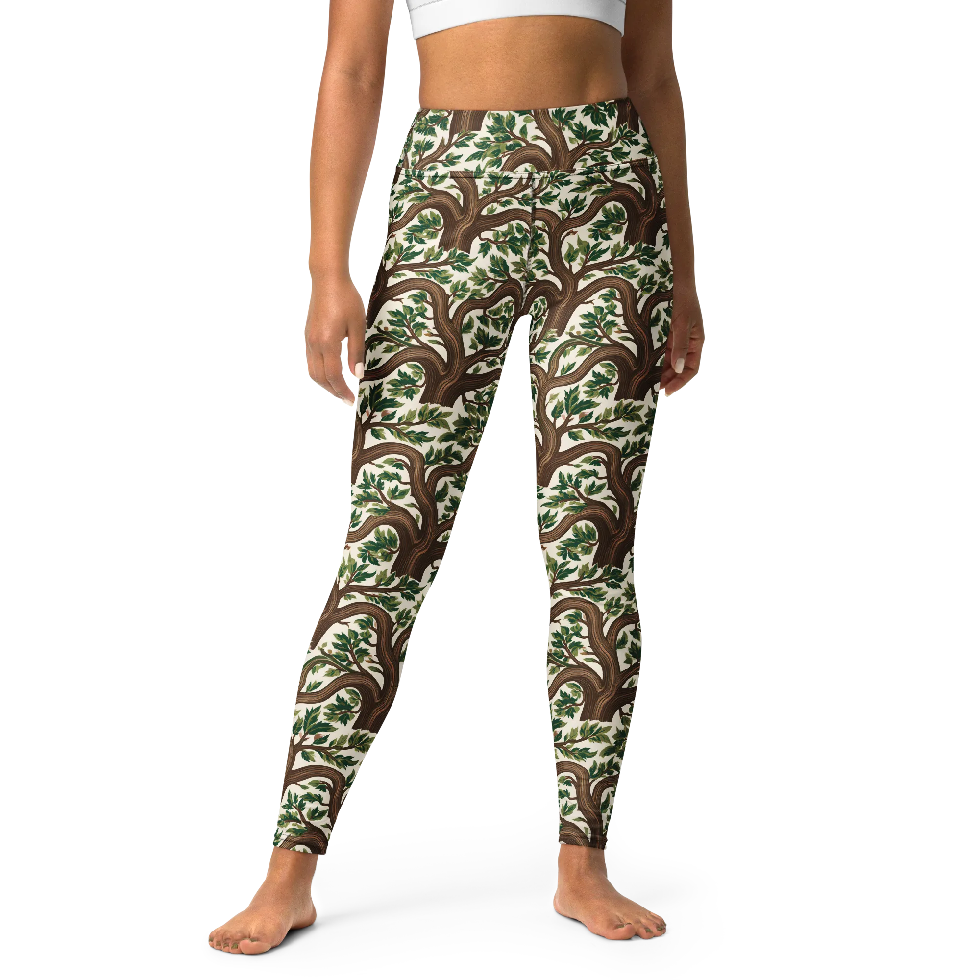 Verdant Boughs on Yoga Leggings — Front