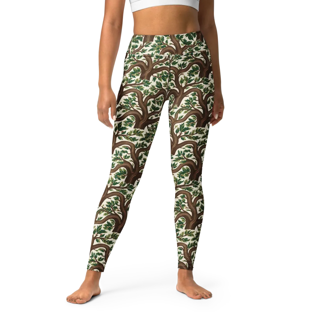 Verdant Boughs on Yoga Leggings — Front