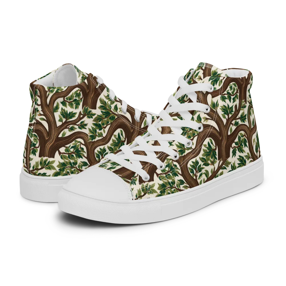 Verdant Boughs on Men's High Top Canvas Shoes — Left