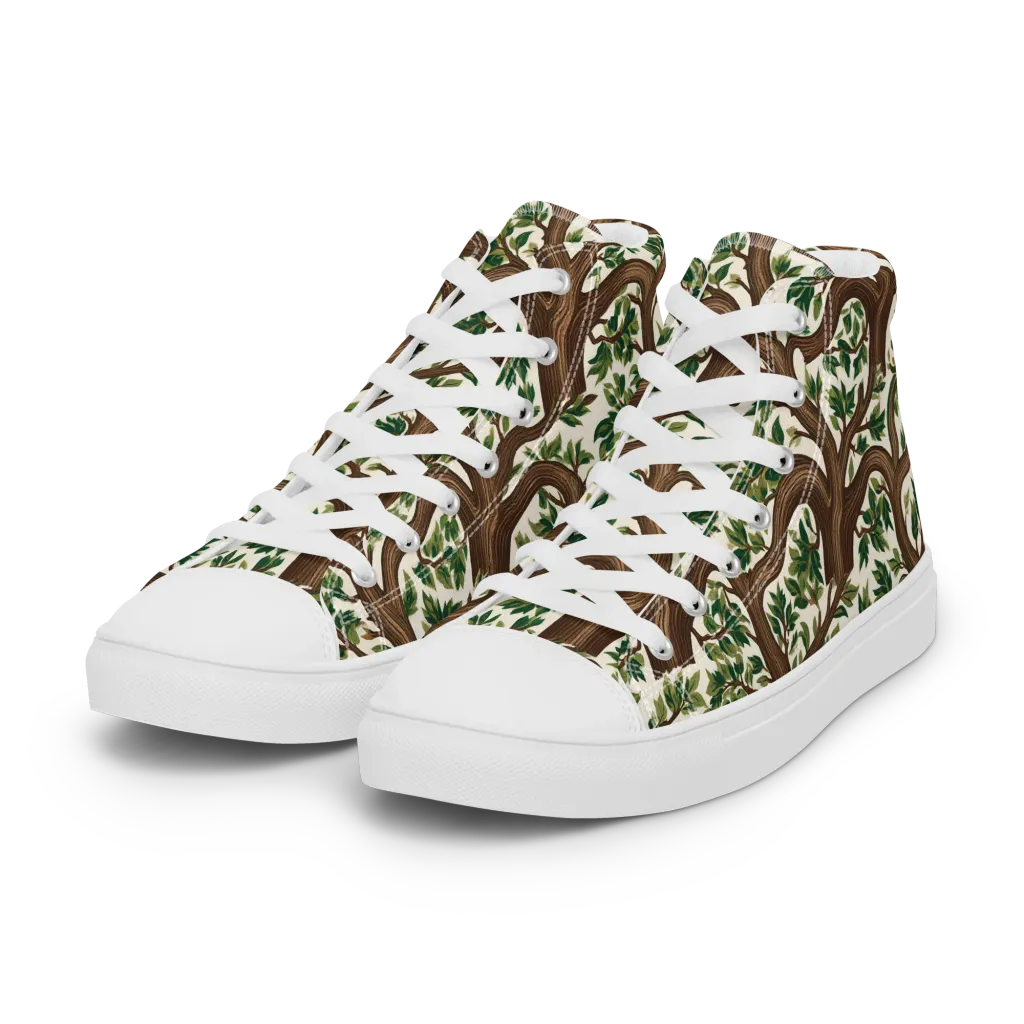 Verdant Boughs on Women's High Top Canvas Shoes — Left Front