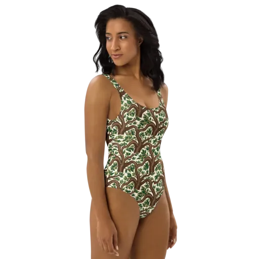 Verdant Boughs on a One-Piece Swimsuit