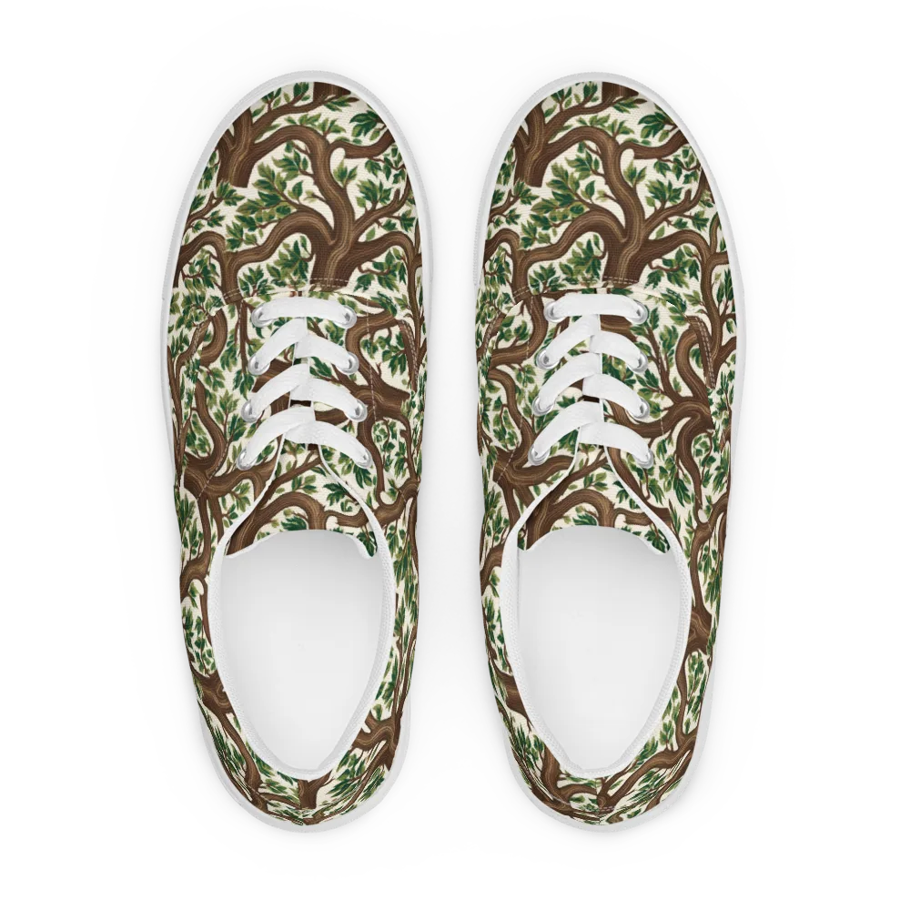Verdant Boughs on Men's Lace-Up Canvas Shoes — Front